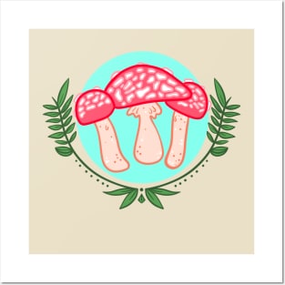Mushrooms- Cottage Core ,Cute Posters and Art